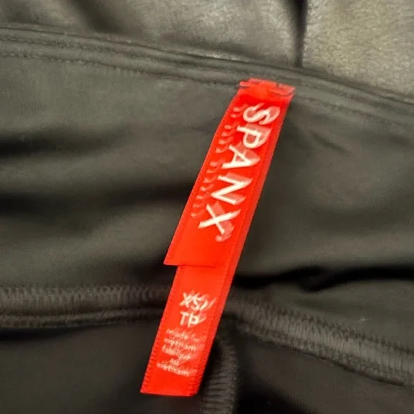 SPANX Black Leggings with White Stripe Faux leather leggings Size XS - Picture 4 of 4